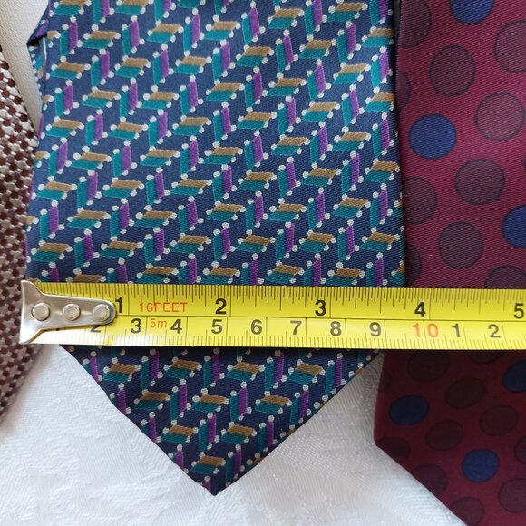 VTG Geoffrey Beene Necktie Paisley Geometric Striped USA 100% Silk Lot of 4 - Picture 7 of 9